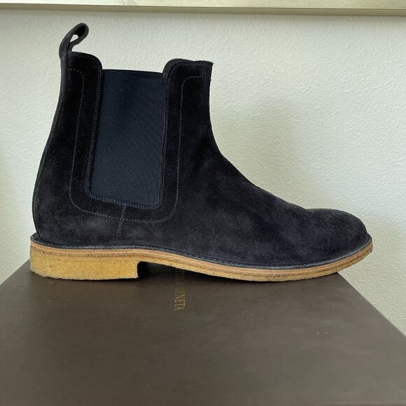 Bottega Veneta Dark Navy Suede Leather Men's Ankle Boots, 312345, many sizes - Picture 2 of 11